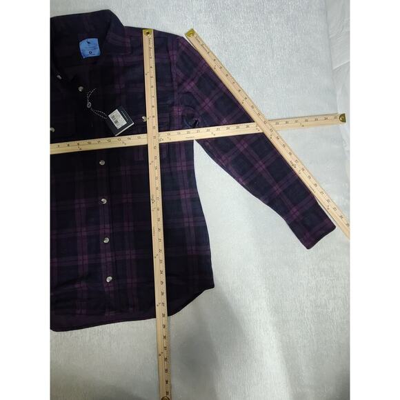 TailorByrd "The Sweatshirt" size Medium in color "Berry" Purple Plaid Lumberjack - Picture 12 of 16